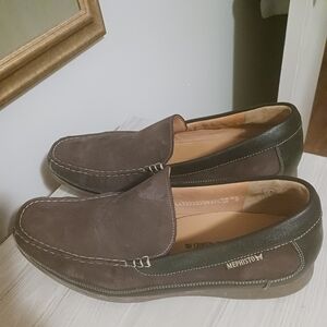 Mephisto Dark Brown Leather Slip-On Loafers